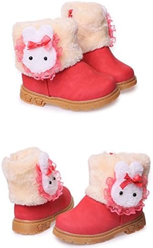LUUB Adorable Bunny Kid Boots Warm For children Girls Winter Snow Shoes Fashion (Toddler/Little Kids) DTX02,Watermelon Red,24