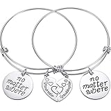 Yaomiao 2 Pieces Grandmother Granddaughter Bracelets Set Matching Heart Expandable Bracelets Split Heart No Matter Where Bangle Gift for Mother's Day