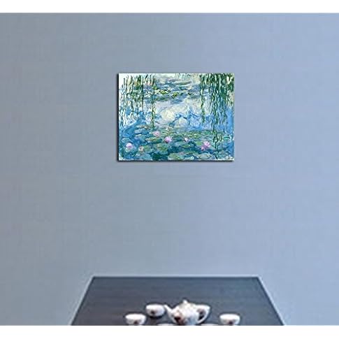 Wieco Art – agua lirios de Claude Monet las pinturas al óleo flores