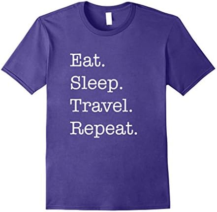 Mens Eat Sleep Travel Repeat Shirt-Funny Travel Shirt Small Purple