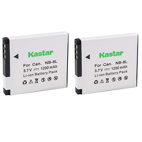 Kastar Battery (2-Pack) for Canon NB-8L and CB-2LAE Work with Canon PowerShot A2200, A3000 is, A3100 is, A3200 is, A3300 is Cameras