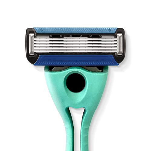 Preserve Shave 5 Five Blade Refillable Razor, Made from Recycled Materials, Neptune Green