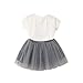 Fedi Apparel Toddler Girls Party Strip Shirt Tutu Dress Cat Top Tulle Skirts Set (4-5 Years(Tag L), Cat Gray)