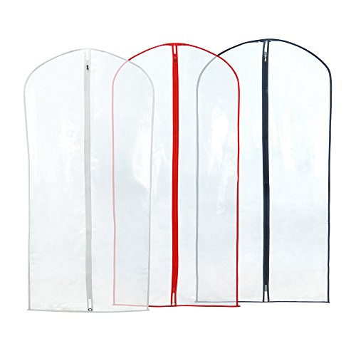 HANGERWORLD 40" Showerproof Suit Garment Cover Bags, Pack of 6, Clear with Mixed Trim Colors - Thumbnail 6