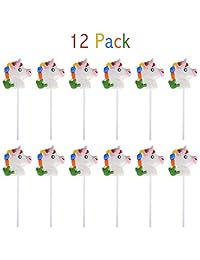 Kidsco - Lote de 12 ventosas mágicas de caramelos con cabeza de unicornio de 2.0 in para decoración de fiestas, pasteles, suministros o dulces para Halloween, Navidad, baby showers
