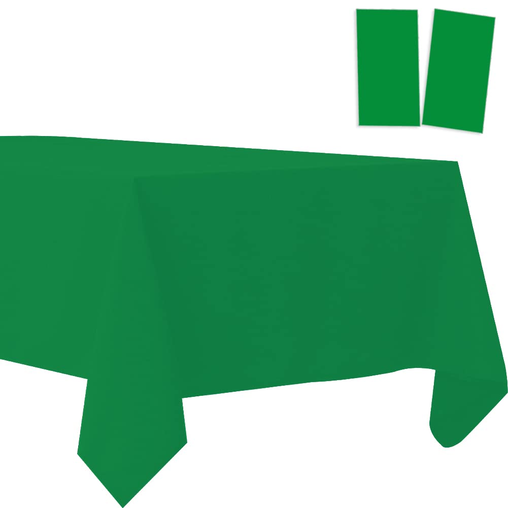 Photo 1 of 2 Pack Plastic Tablecloths Disposable Table Covers Plastic Table Cloths for BBQ Picnic Birthday Wedding Parties Waterproof and Oil-proof Table Cloth Light Weight Thin Green TableCover 54 x 108 In