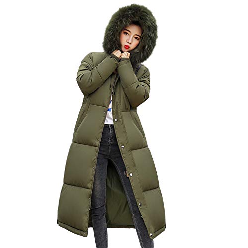 Overcoat for Women, Misaky Winter Long Down Cotton Parka Hooded Coat Quilted Jacket Outwear(Army Green, Large) - Thumbnail 4