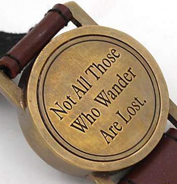 Roorkee Instruments India Mens Wrist Watch Sundial Cuff with Quote Not All Those who Wander are Lost