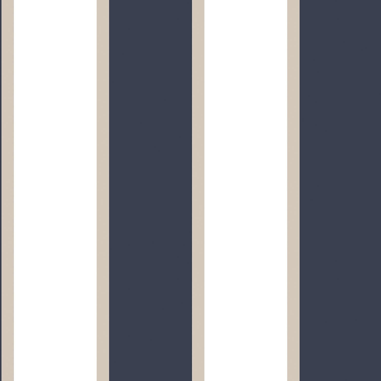 Galerie G67550 Smart Stripes 2, Tri-Colour Wide Stripes Design Wallpaper, Navy/White/Taupe, 10m x 53cm