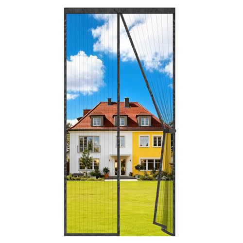 Auxmir Fliegengitter Balkontür Magnet, Insektenschutz Fliegenvorhang 100x230cm, Extra Starke Magnete, Verdickt Magnetvorhang ohne Bohren für Balkontür Wohnzimmer Terrassentür, Schwarz