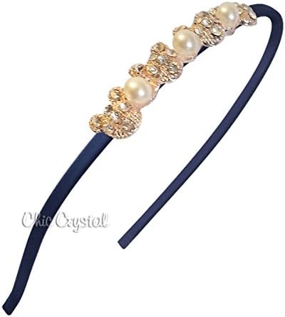 Ava Pearl Hard Headband (navy blue)