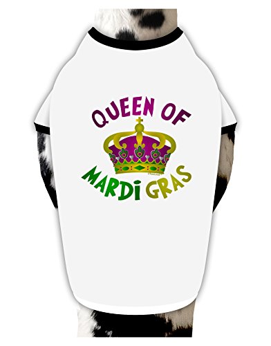 TooLoud Queen Of Mardi Gras Cotton Dog Shirt White with Black XL