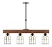 Barrister & Joiner Rustic Decor Triple Wood Beam Chandelier - Rustic Lighting for Kitchen Island, Dining Room, Bar, Industrial, and Billiard Table - Wooden Vintage Light with Edison Cages