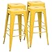 Furmax 30 Inches Metal Bar Stools Bar Height High Backless Stools Indoor Outdoor Stackable Kitchen Stools Set of 4 (Yellow)