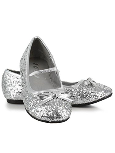 0 Inch Heel Ballet Slipper With Glitter Children's (Silver Glitter;X-Large)