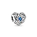 Pandora Jewelry - December Signature Heart Charm in Sterling Silver with London Blue Crystals