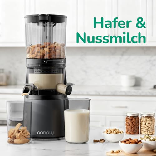 Spremiagrumi con foro di riempimento extra large 150 mm, filtro 3 in 1 (per succo, sorbetto e latte di noci), volume di riempimento 2,6 l, spremiagrumi lento con motore AC, sistema
