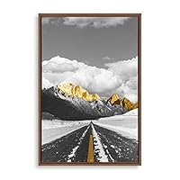Framed Canvas Wall Art Golden Road Canvas Prints Home Artwork Decoration for Living Room,Bedroom - 16x24 inches
