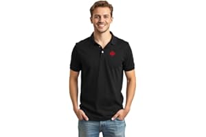 Mens Premium Canada Piqué Polo Shirt, 100% Cotton Custom Handmade Canada Maple Leaf Polo Shirt for Men L3 (Black, M)