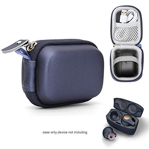 Moonstruck True Wireless Earbuds Case for Jabra Elite 65t, Elite Active 65t, Elite Sport True Wireless Earbuds, mesh Pocket for Cable and Elastic Secure Strap, Easy to Carabiner (Blue)
