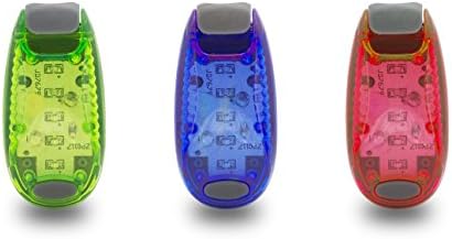 Mosion Safety Warning LED Lights - Bright Steady &amp; Strobe Lighting Modes - Personal Security While Running, Biking Or Walking Your Dog Outdoors -Weather Resistant Reflective Gear (Red, Green &amp; Blue)