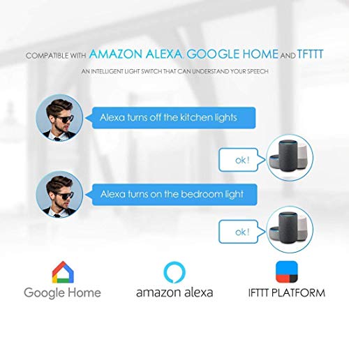 Vaticas 1 100-240V Smart WiFi Light Switch,Compatible with Alexa,Google Home and IFTTT, with Remote Control and Timer,No Hub Required Applicable to Family and Office(3 Gang White) - Thumbnail 2