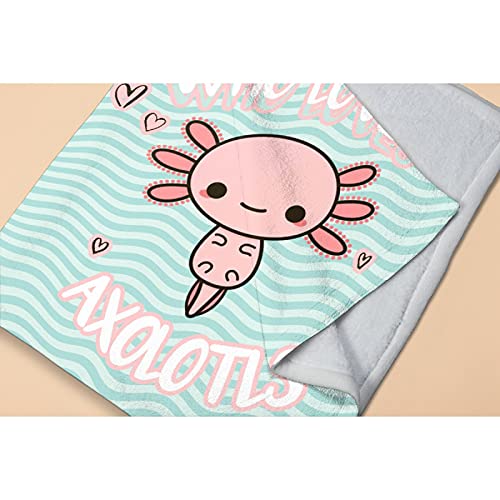 Avalokitesvara Just A Girl Who Loves Axolotl Flannel Blanket,Throw Soft Warm Fluffy Plush,Lightweight Microfiber for Bed Couch Chair Living Room 50x40 Inch for Kid