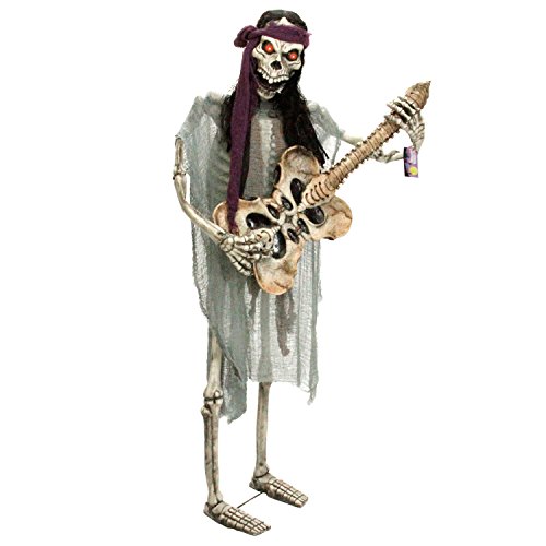 Halloween Haunters Life-Size Standing Skeleton Zombie Man Guitar Bass Player Musician Rock Band Prop Decoration - Thick Rubber Latex