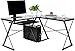 AmazonBasics Three Piece Corner Gaming Computer Desk - Black with Black Glass
