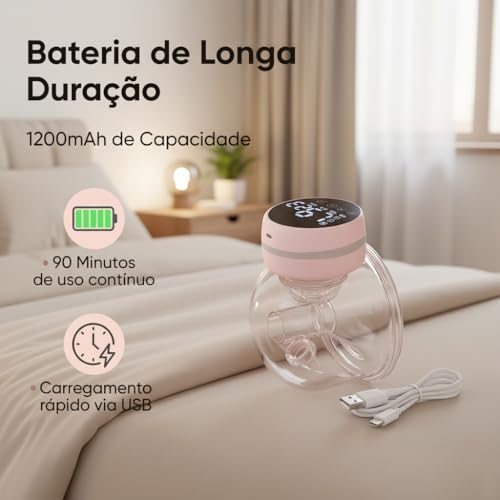 Bomba De Tirar Leite Elétrica Portátil Recarregável Libera Mãos É Anti-vazamento E Tem 3 Modos 12 Níveis De Sucção Bomba Extratora de Leite (branco)