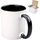 CRUMANCY Ceramic Coffee Mug, 11oz Sublimation Blanks Mugs Coffee Mug with Handle, Restaurant Cups for Coffee Tea Cocoa Cappuccino Cereal, Matte White