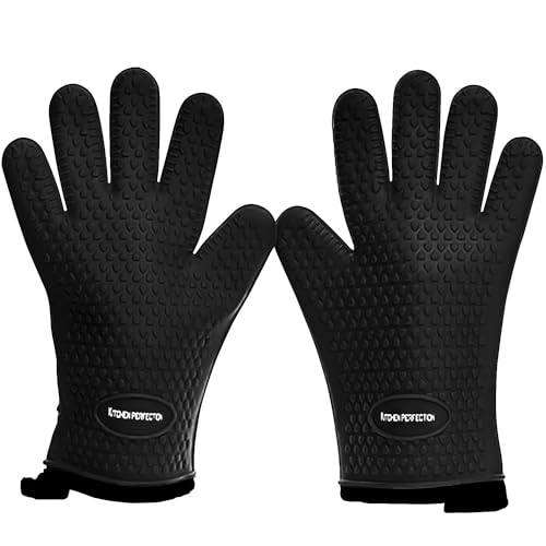 KITCHEN PERFECTION Silicone Smoker Oven Gloves -Extreme Heat Resistant BBQ Gloves -Handle