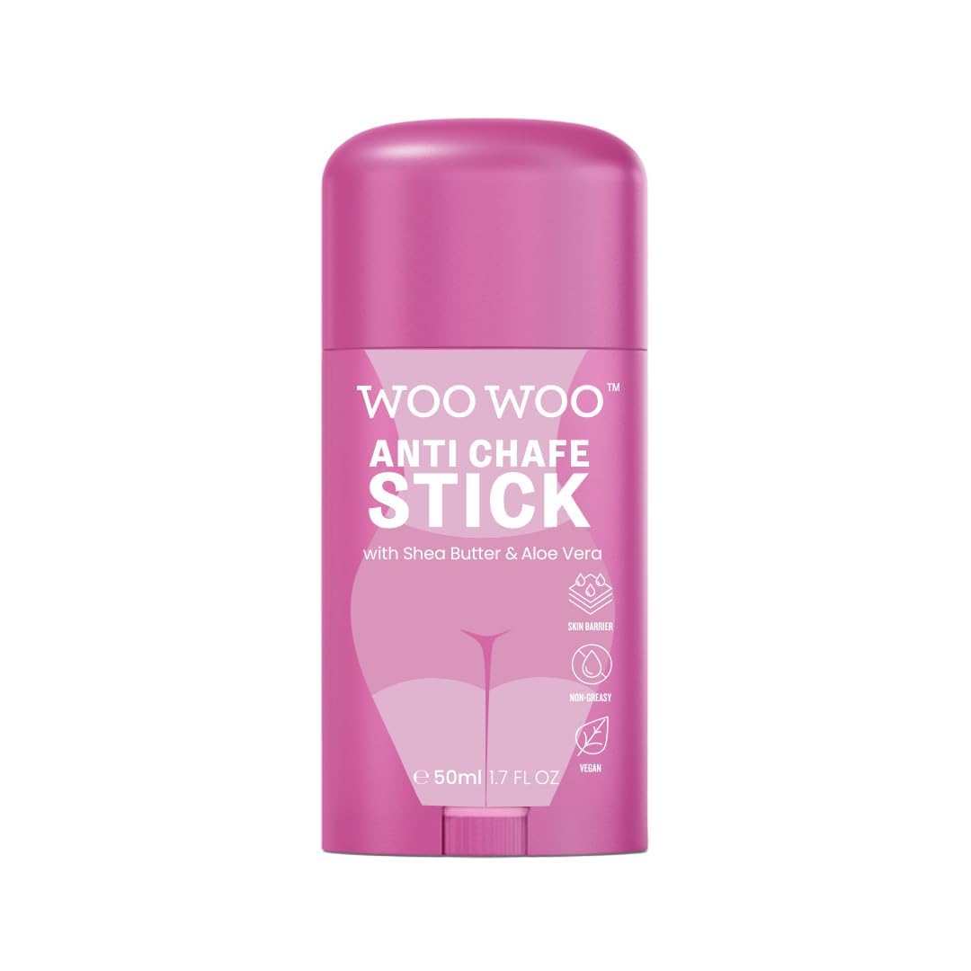 WooWoo Anti Chafe Stick with Aloe Vera and Shea Butter 50ml - Cruelty and Paraben Free Body Anti Chafing Balm, Thigh Rescue Anti-Friction Stick