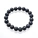 10mm Natural Semi Precious Stone Elastic Beaded Bracelet For 6 - 7.4 Inch Wrist Men Women (Lava Rock)