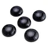 Beadnova 5 Pcs 12mm Natural Black Agate Beads Semiprecious Stone Gemstone Round Flat-Back Cabochons Beads Fashion Jewelry Beads Findings Set With Free Jewelry Packing Box