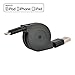 HXINH MFi Certified by Apple USB to Lightning Retractable Cable - 0.7m(2.3ft) (1 Pack, Black)