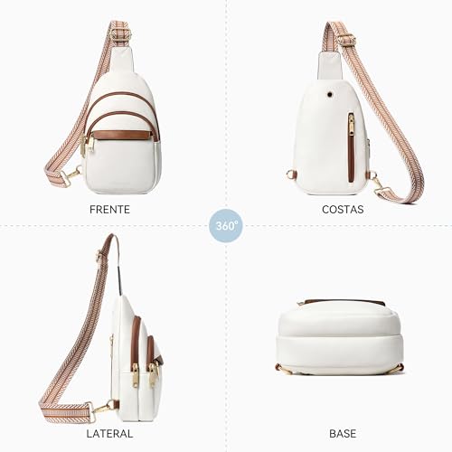 BOSTANTEN Bolsa tiracolo feminina pequena de couro PU com alça larga ajustável, proteção RFID, bolsos múltiplos e bolso traseiro antifurto