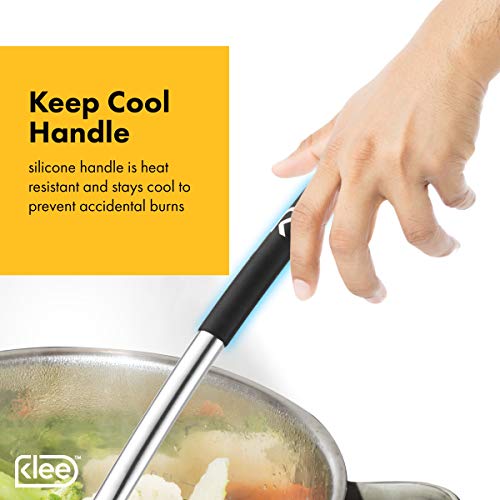 Klee 11-Piece Heat-Resistant Silicone Kitchen Utensil Set with Stainless Steel Handles (Black)