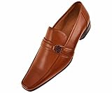 Amali Mens Tan Smooth Moc Toe Step in Loafer Dress Shoe: Style 8001-028