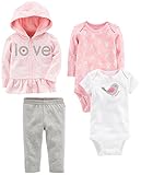 Simple Joys by Carter's Baby Girls' 4-Piece Little Jacket Set, Pink/Grey, 0-3 Months