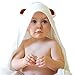 Premium Quality 100% Organic White Bamboo Baby Hooded Bath Towel By Lucid Top – Bathrobe With Hood For Babies & Infants – Non-toxic & Hypoallergenic – Bonus Set Of 2 Washcloths Included