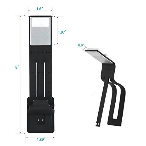 Book Light - Picowe LED Reading Light, USB Rechargeable and 4-Level Adjustable Brightness Flexible Reading Lamp, Clip On for Kindle, Book, eBook Reader, Ipad and More (Black)