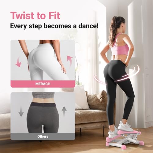 MERACH 2-in-1 Mini Stepper for Home Exercise Step, Mini Stepper 150kg with LCD Monitor, Up-Down Swing Stepper with Power Ropes for Leg/Arm/Butt Training Stairmaster Exercise&Fitness Equipment