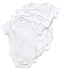 Leveret 4 Pack Short Sleeve Bodysuit 100% Cotton (Size 0-24 Months) (3-6 Months, White)