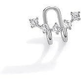 Kokoma Crystal Ear Cuff Cartilage Earring for Women Sterling Silver 925 Climber CZ Non Piercing Wrap Clip On Earring Fake Hoop Hypoallergenic