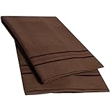 1500 Supreme Collection 2 Pack Bed Pillow Cases - Luxury Embroidered Premium Softness and Wrinkle Resistant Breathable Additional Pillowcases for Bed Sheets - 12 Colors - Standard, Chocolate