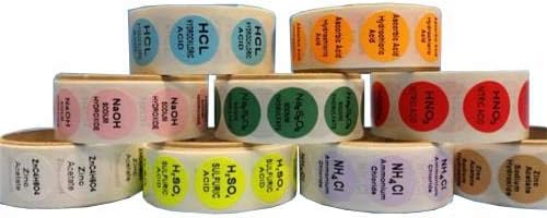 Greenwood Products GWSULFURICLABEL Sulfuric Acid Sample Label, Yellow (H2SO4) (Pack of 1000)