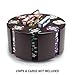 200 ct. Rotating Poker Chip Carousel | 8 Denomination Clay Chip Storage for Blackjack, Las Vegas Craps, Texas Hold'em, and Omaha, Plus Two-Deck Playing Card Holders | Casino Game & Gambling Accessory