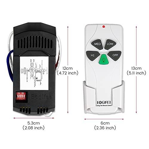 Eogifee Universal Ceiling Fan Remote Control and Receiver Kit with 3