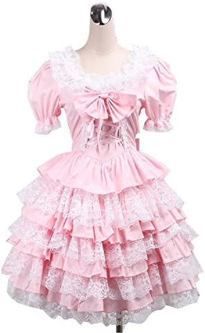 LoliBaby Vintage Victorian Cotton Lace Ruffles Bow Sweet Lolita Dress Pink